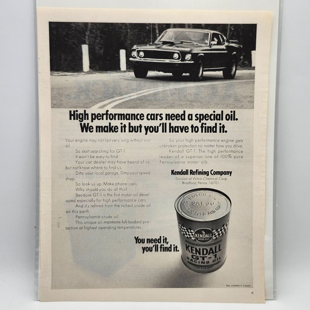 1970s Vintage Kendall Motor Oil GE Appliances LIFE Magazine Print Ad Page